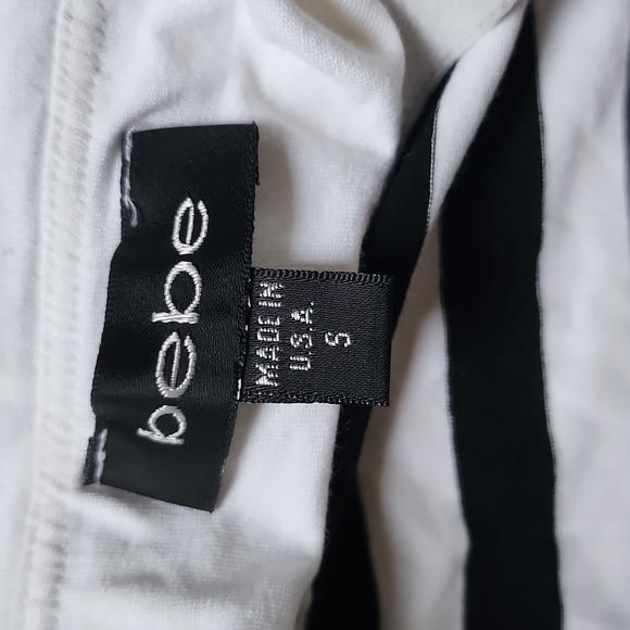 Bebe "Barbie" Black and White Stripe Stretch Tube Top - Picture 5 of 5